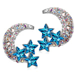 FANCI Sparkly Star & Moon Crystal Stud Earrings | Dreamy Night‑Sky Aesthetic Jewelry