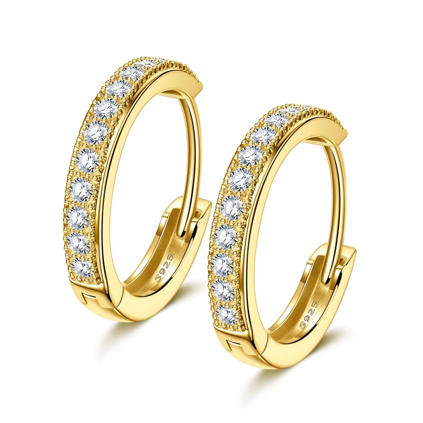 Sterling Silver Classic Hoop Earrings In 14K Gold Plated