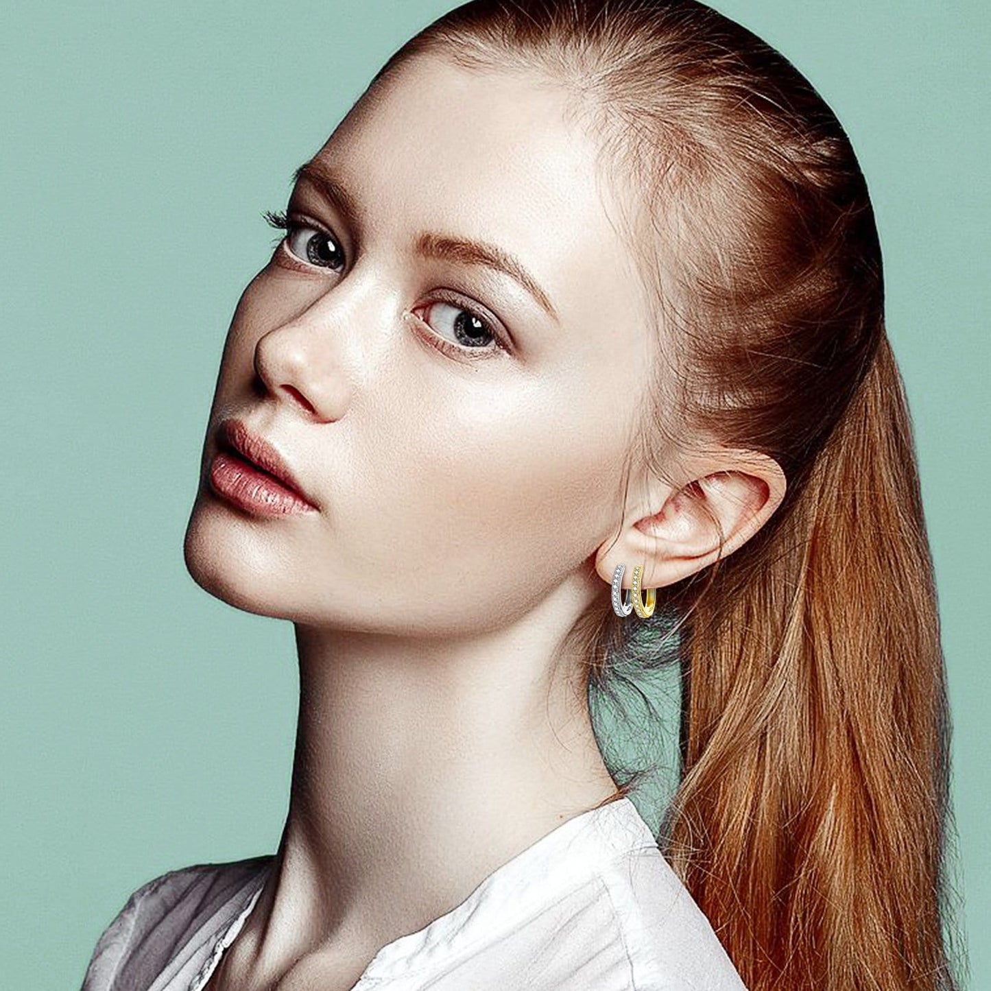 Sterling Silver Classic Hoop Earrings In 14K Gold Plated