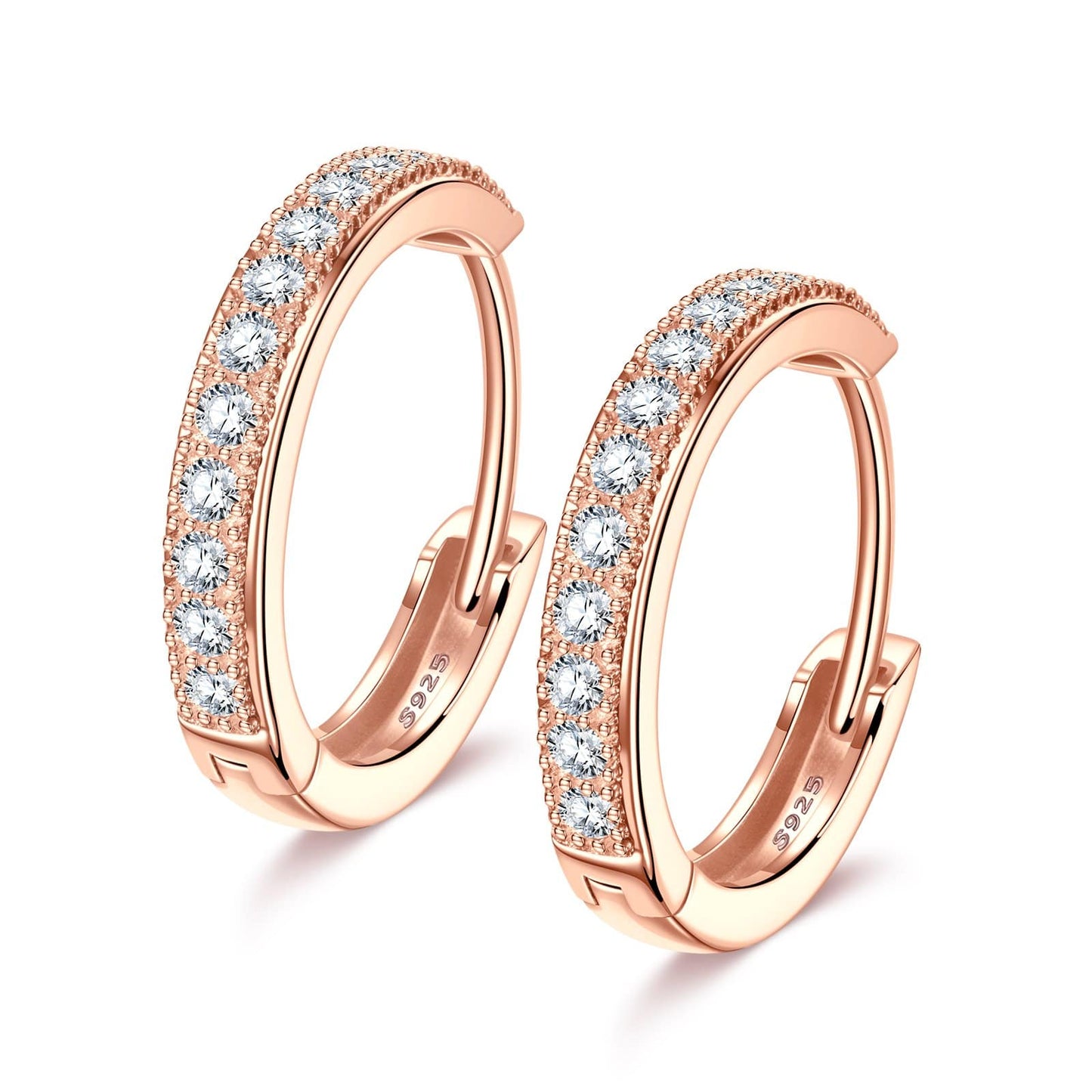 Sterling Silver Classic Hoop Earrings In Rose Gold Plated