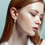 Sterling Silver Classic Hoop Earrings In Rose Gold Plated