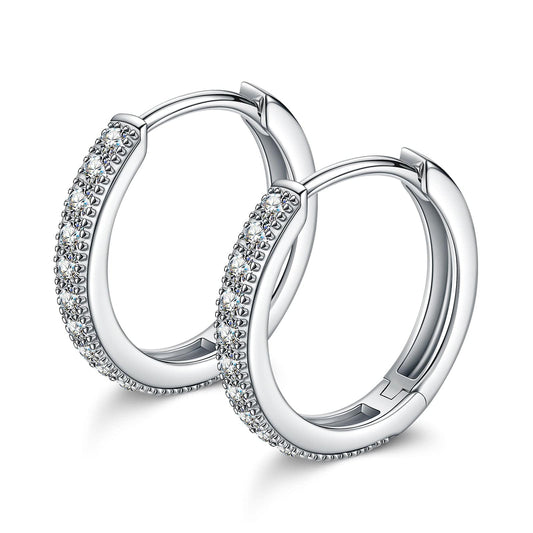 gon- Sterling Silver Classic Hoop Earrings In White Gold Plated