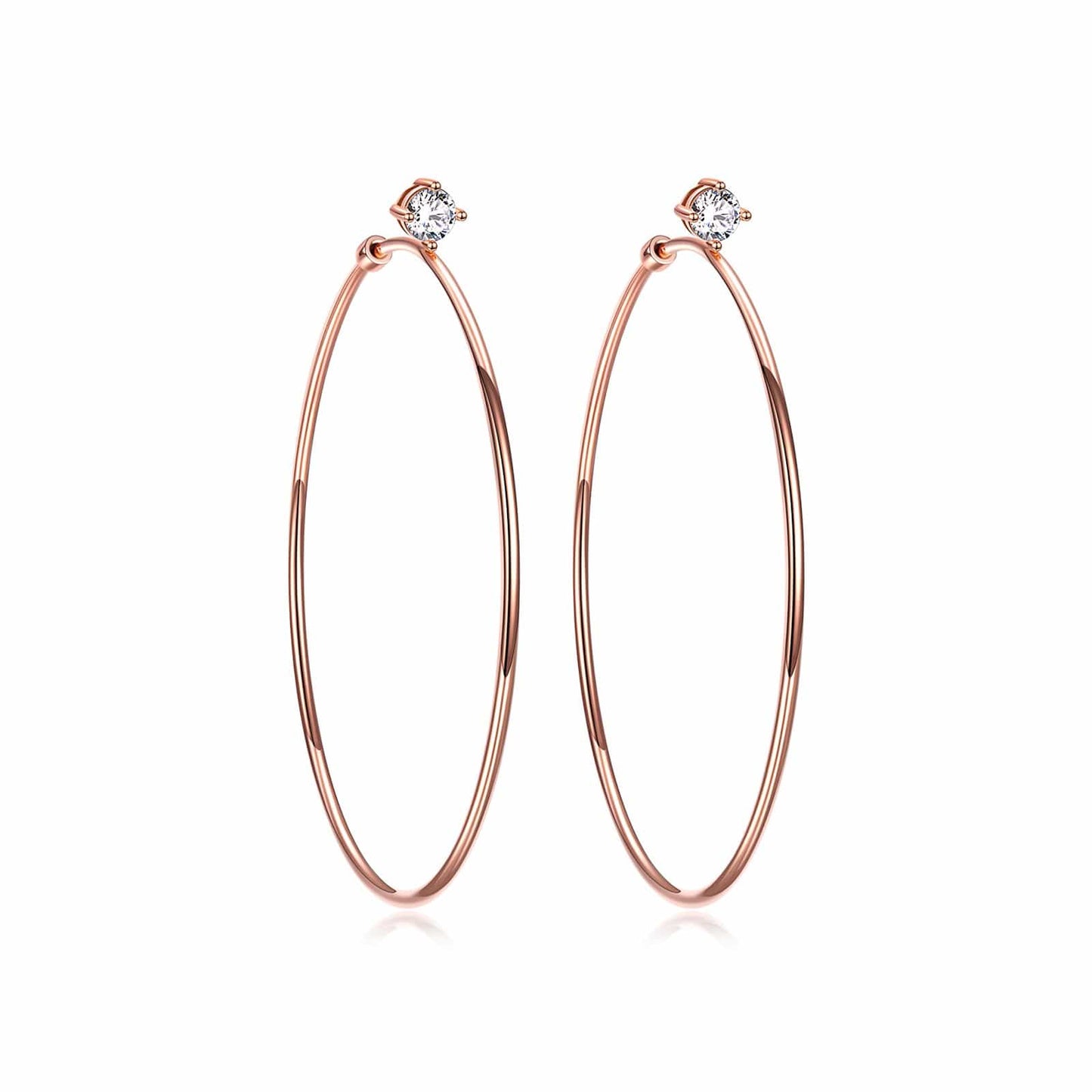 Sterling Silver Classic Hoop Earrings In Rose Gold Plated