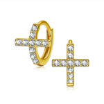 Sterling Silver Personalised Golden Cross Earrings In 14K Gold Plated