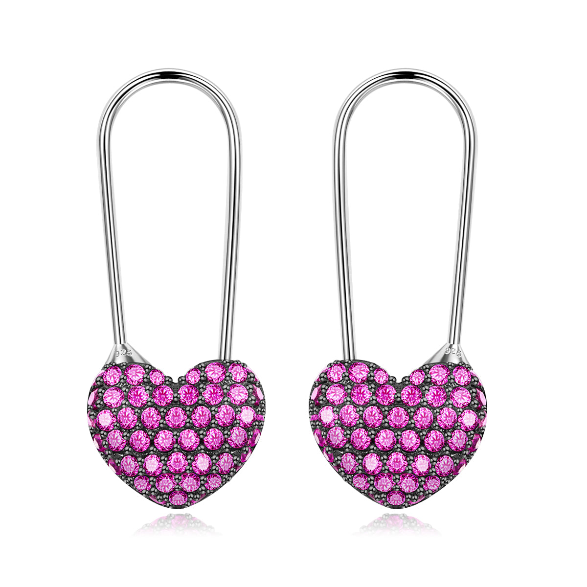 FANCI Sterling Silver Elegant Paired Magenta Earrings In Rose Gold Plated