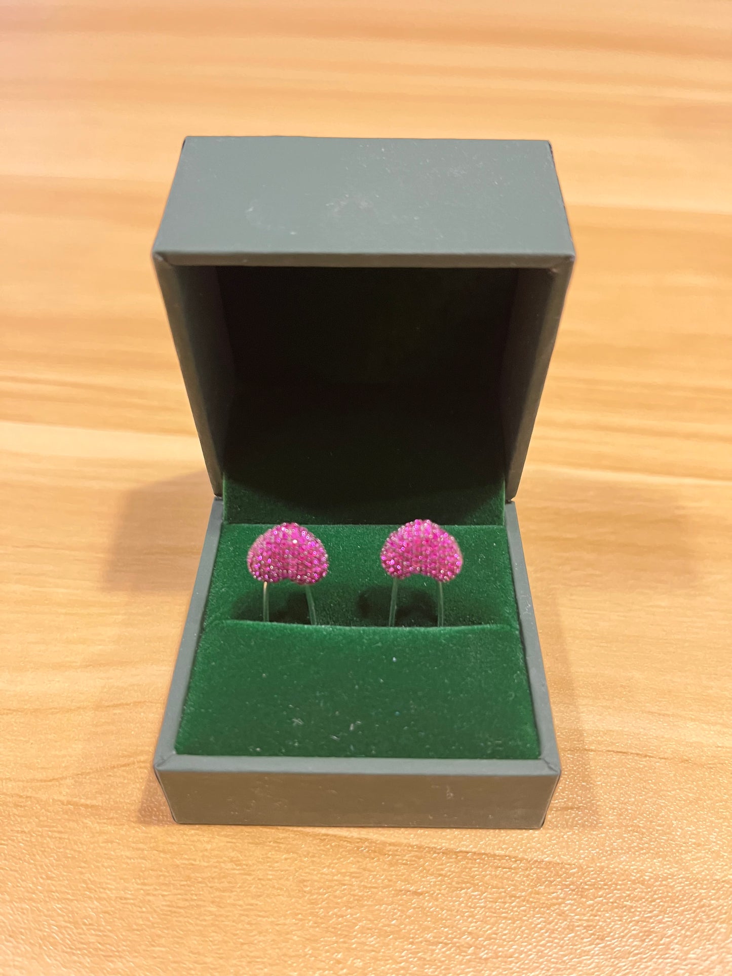 FANCI Sterling Silver Elegant Paired Magenta Earrings In Rose Gold Plated