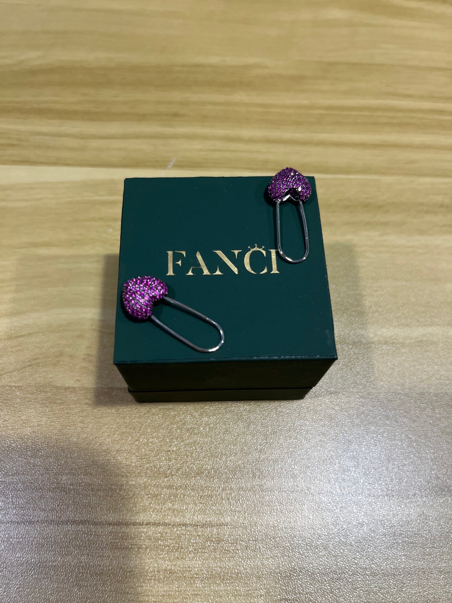 FANCI Sterling Silver Elegant Paired Magenta Earrings In Rose Gold Plated