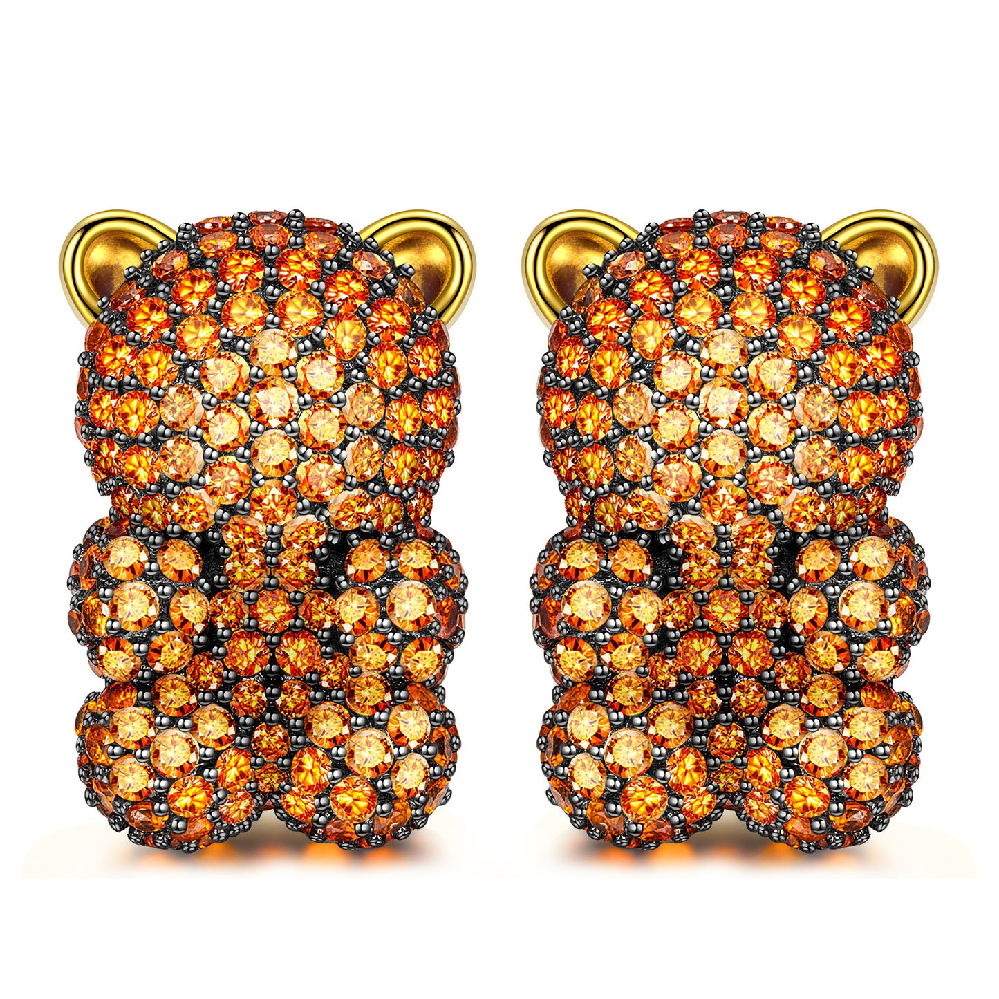 FANCI Cute Orange Crystal Bear Earrings | Sweet Meaningful Gift For Her