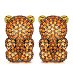 FANCI Cute Orange Crystal Bear Earrings | Sweet Meaningful Gift For Her