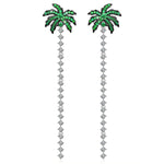 Sterling Silver Crystal Shining Coconut Tree Earrings In White Gold Plated