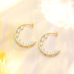 FANCI 925 Silver C‑Shaped Open Hoop Pearl Earrings | Versatile Everyday OOTD Accessory