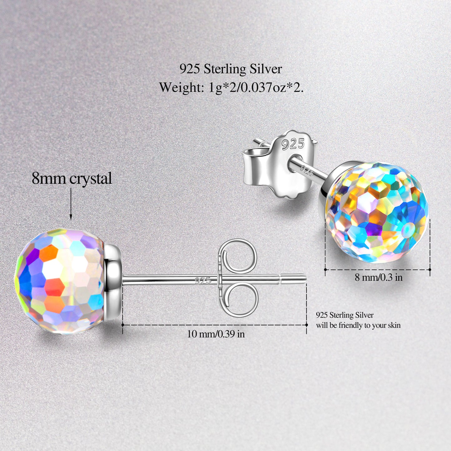 FANCI Sterling Silver Kaleidoscope World Crystal Earrings In White Gold Plated