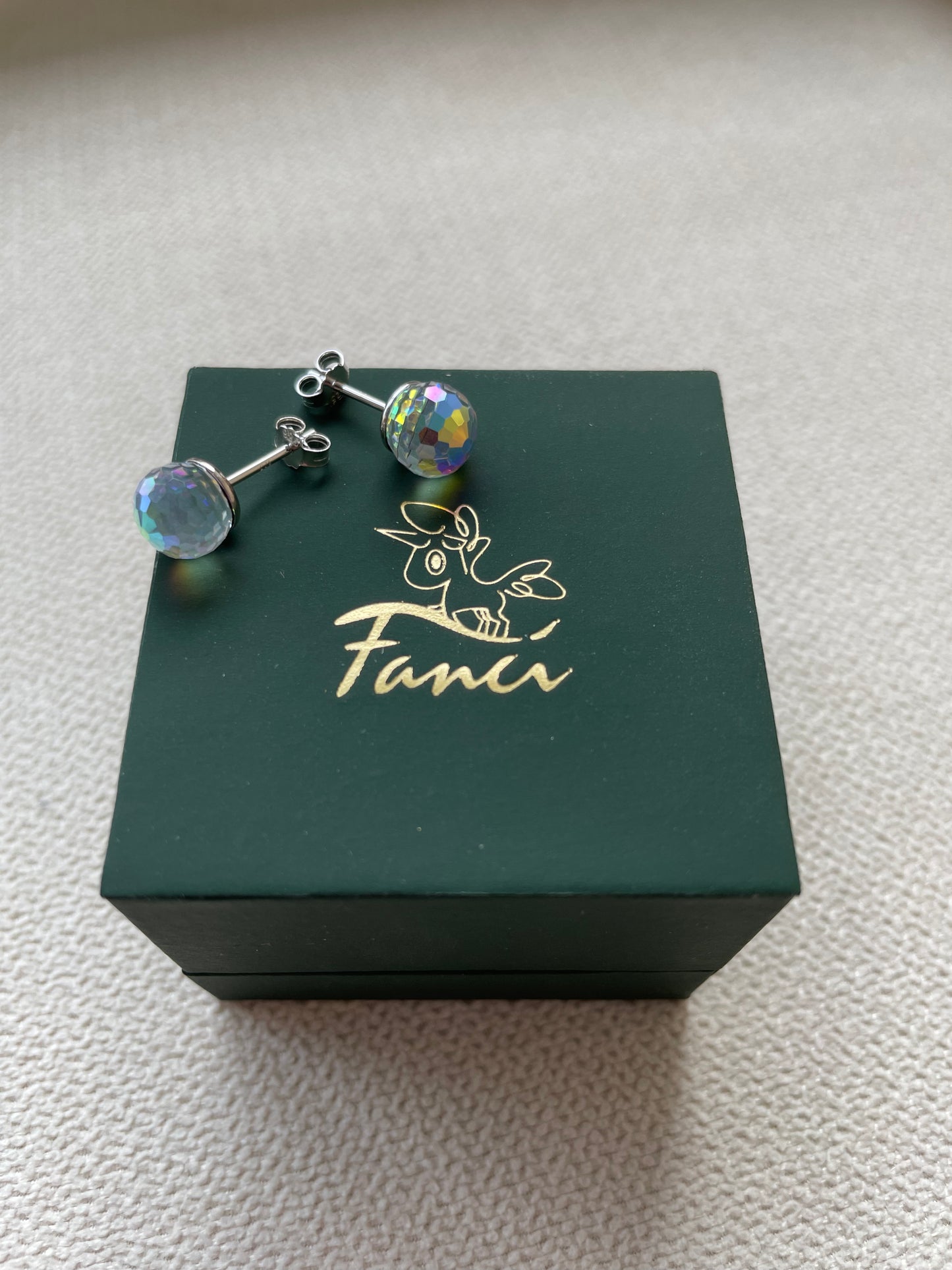FANCI Sterling Silver Kaleidoscope World Crystal Earrings In White Gold Plated