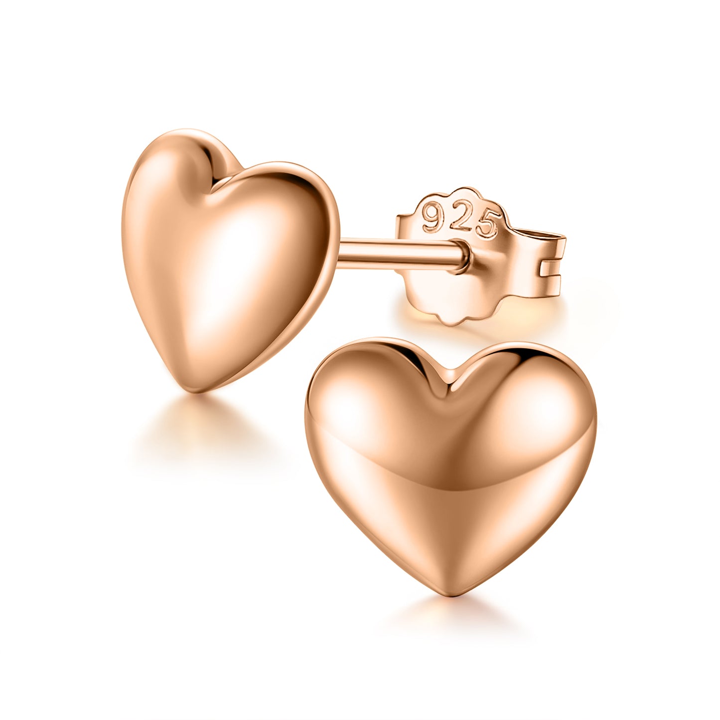 FANCI Sterling Silver Elegant Heart Earrings In Rose Gold Plated