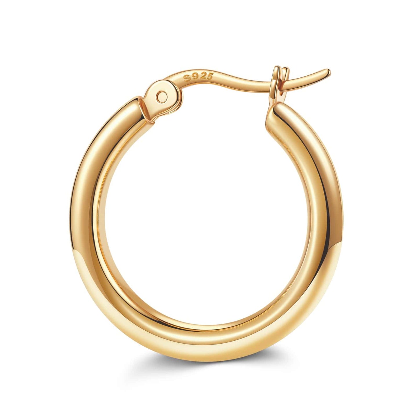 Sterling Silver Classic Hoop Earrings In 14K Gold Plated