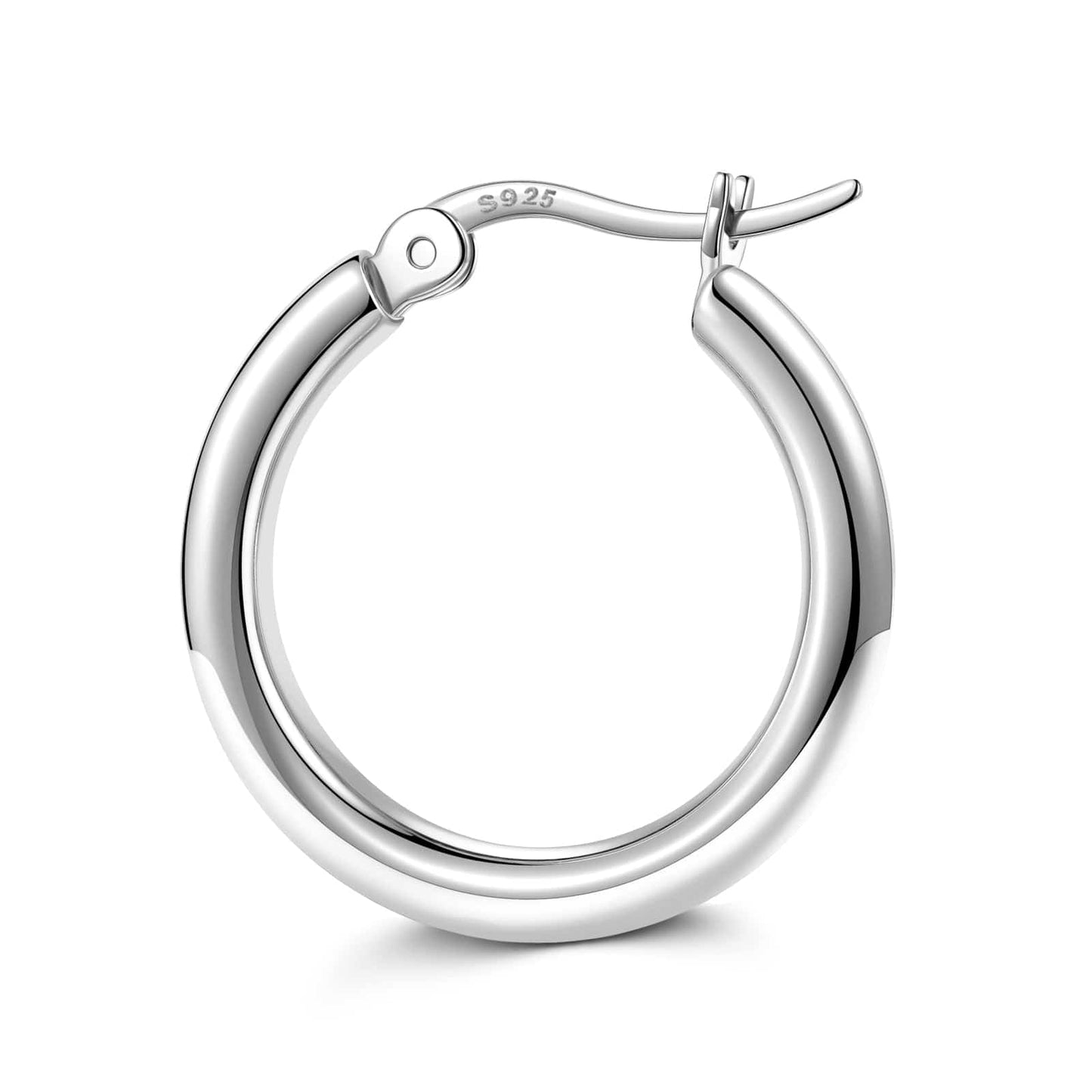 Sterling Silver Classic Hoop Earrings In White Gold Plated