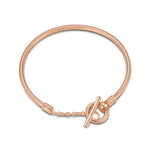 Universal Snake Chain Tarnish-resistant Silver Bracelet In Rose Gold Plated