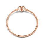 Universal Snake Chain Tarnish-resistant Silver Bracelet In Rose Gold Plated