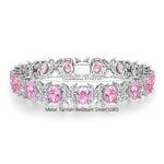 Amidst Petals of Clover Tarnish-resistant Silver Frost Flower Cut Cubic Zirconia Bracelet In White Gold Plated