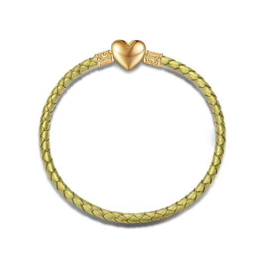 gon- Heart Yellow Leather Bracelet Tarnish-resistant Silver Bracelet In 14K Gold Plated