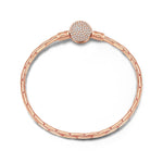 Sterling Silver Classic Bamboo Chain Bracelet In Rose Gold Plated