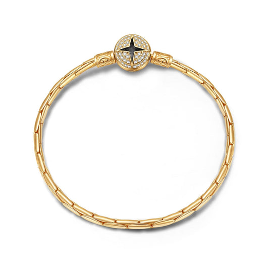 gon- Sterling Silver Snake Chain Bracelet With Enamel In 14K Gold Plated