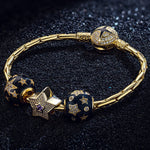 Starry Night Tarnish-resistant Silver Charms With Enamel In 14K Gold Plated