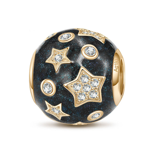 gon- Starry Night Tarnish-resistant Silver Charms With Enamel In 14K Gold Plated