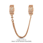 Heart Universal Tarnish-resistant Silver Safety Chain In Rose Gold Plated