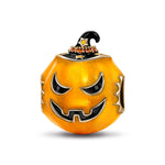 Orange Pumpkin Man Tarnish-resistant Silver Charms With Enamel In 14K Gold Plated