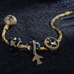 Traveling In Space Tarnish-resistant Silver Charms With Enamel In 14K Gold Plated