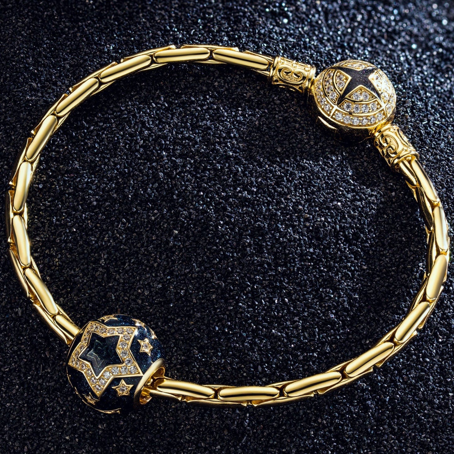 Stars Tarnish-resistant Silver Charms With Enamel In 14K Gold Plated