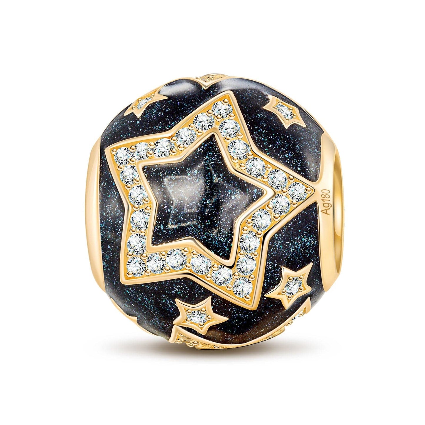 Stars Tarnish-resistant Silver Charms With Enamel In 14K Gold Plated