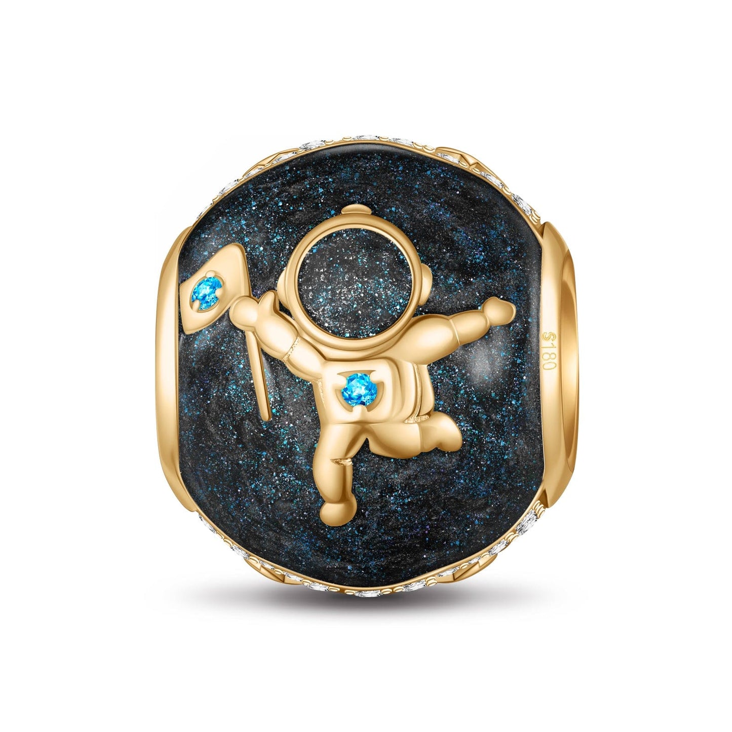 Mysterious Galaxy Tarnish-resistant Silver Charms With Enamel In 14K Gold Plated