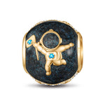 Mysterious Galaxy Tarnish-resistant Silver Charms With Enamel In 14K Gold Plated