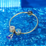 Sail Away Azure Tarnish-resistant Silver Charms With Enamel In 14K Gold Plated