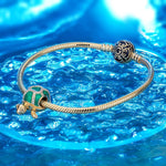 Cute Green Turtle Tarnish-resistant Silver Charms With Enamel In 14K Gold Plated