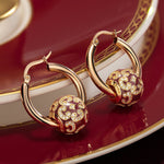 Burgundy Versailles Ball Tarnish-resistant Silver Charms With Enamel In 14K Gold Plated