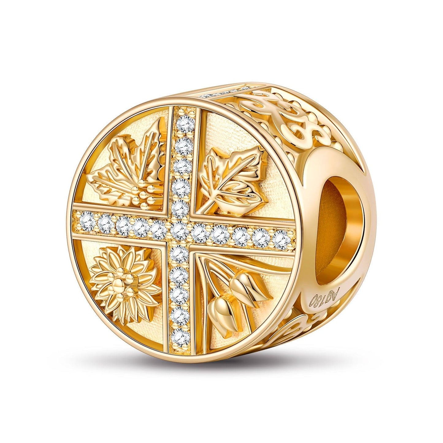 Wheel Of Seasons Tarnish-resistant Silver Charms In 14K Gold Plated