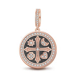 Guardian Glory Black Tarnish-resistant Silver Dangle Charms With Enamel In Rose Gold Plated