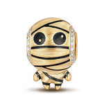 Cute Mummy Tarnish-resistant Silver Charms With Enamel In 14K Gold Plated