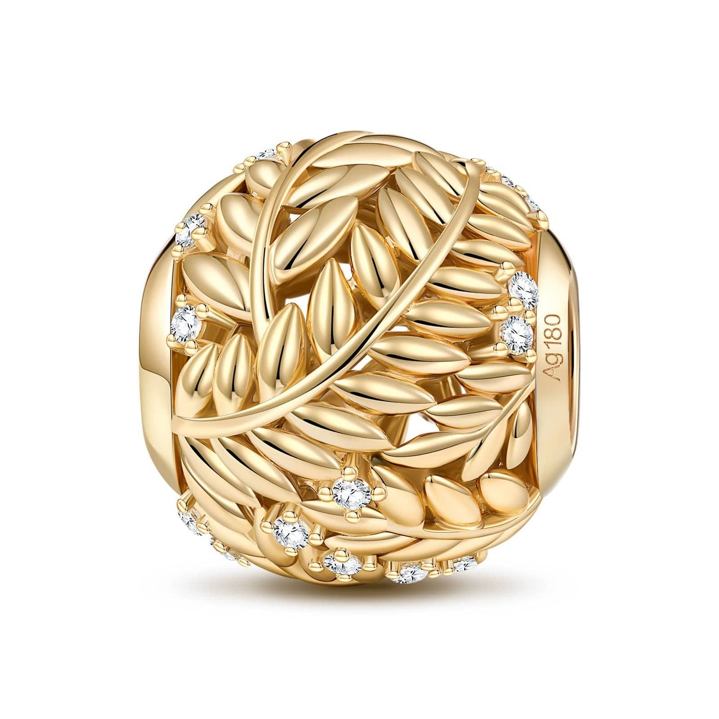 Wheat Waves Tarnish-resistant Silver Charms In 14K Gold Plated