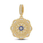 Blue Rose Flowers Tarnish-resistant Silver Dangle Charms With Enamel In 14K Gold Plated