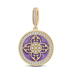 Purple Versailles Light Tarnish-resistant Silver Dangle Charms With Enamel In 14K Gold Plated