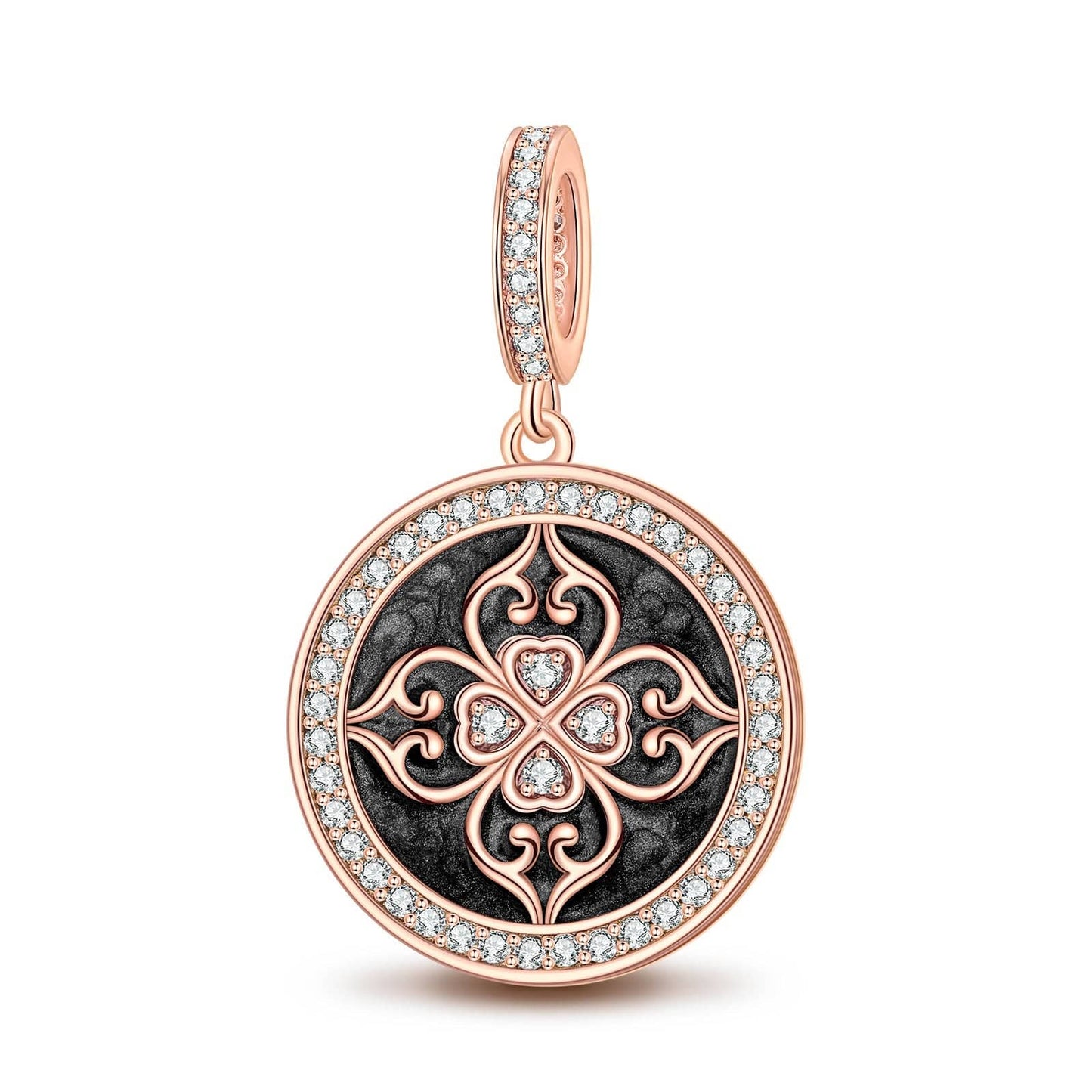 Light of Versailles Tarnish-resistant Silver Dangle Charms With Enamel In Rose Gold Plated