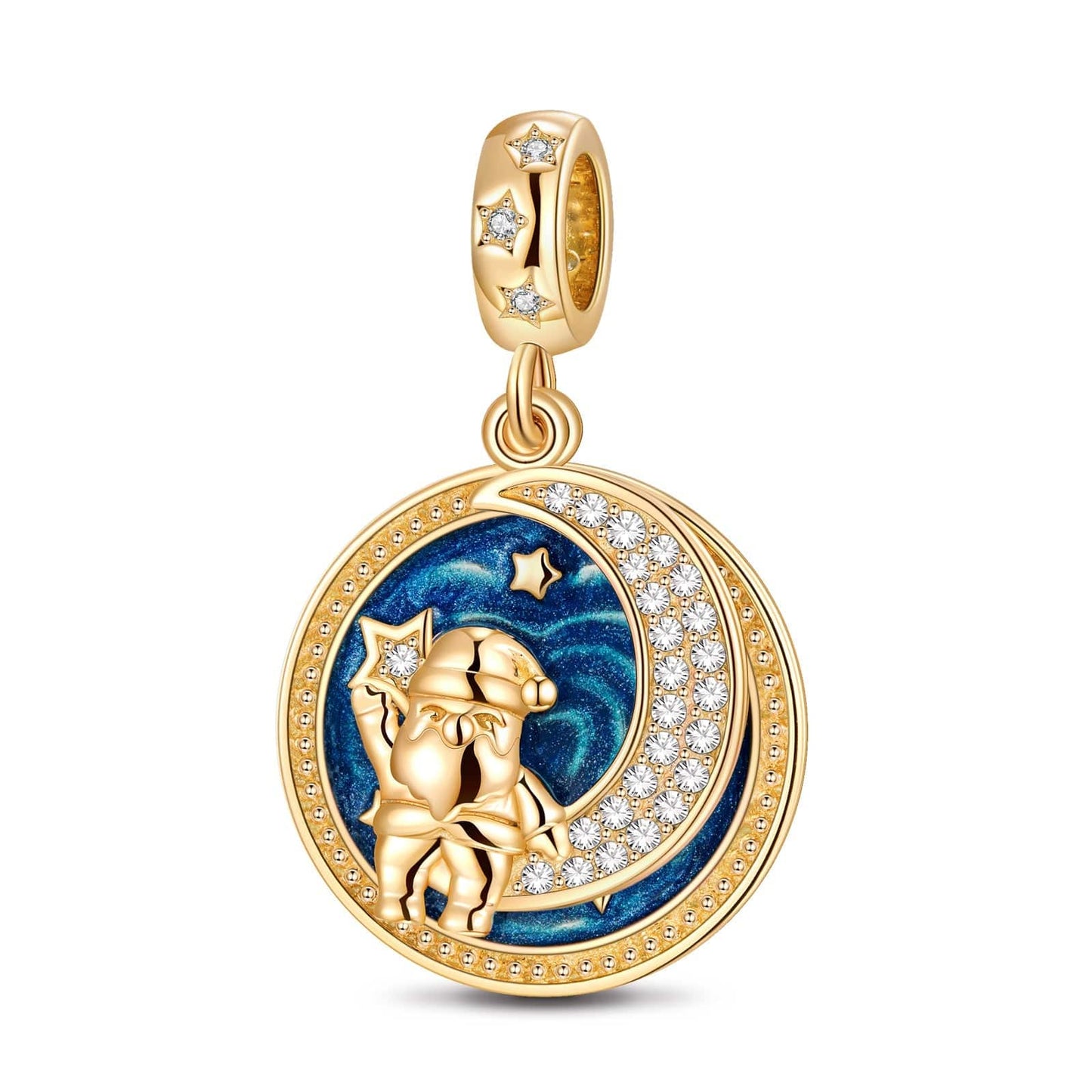 Dream Santa Tarnish-resistant Silver Dangle Charms With Enamel In 14K Gold Plated