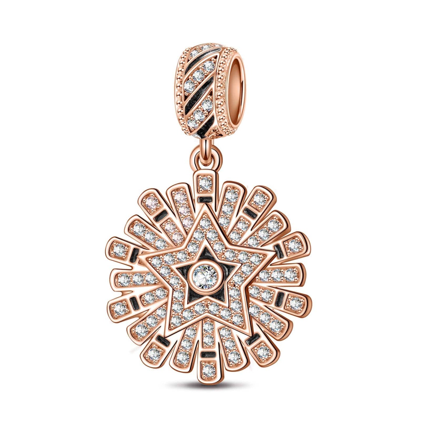 Queen Of Glitter Tarnish-resistant Silver Dangle Charms With Enamel In Rose Gold Plated