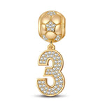 Number Three Tarnish-resistant Silver Charms In 14K Gold Plated