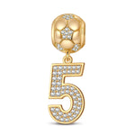 Number Five Tarnish-resistant Silver Charms In 14K Gold Plated