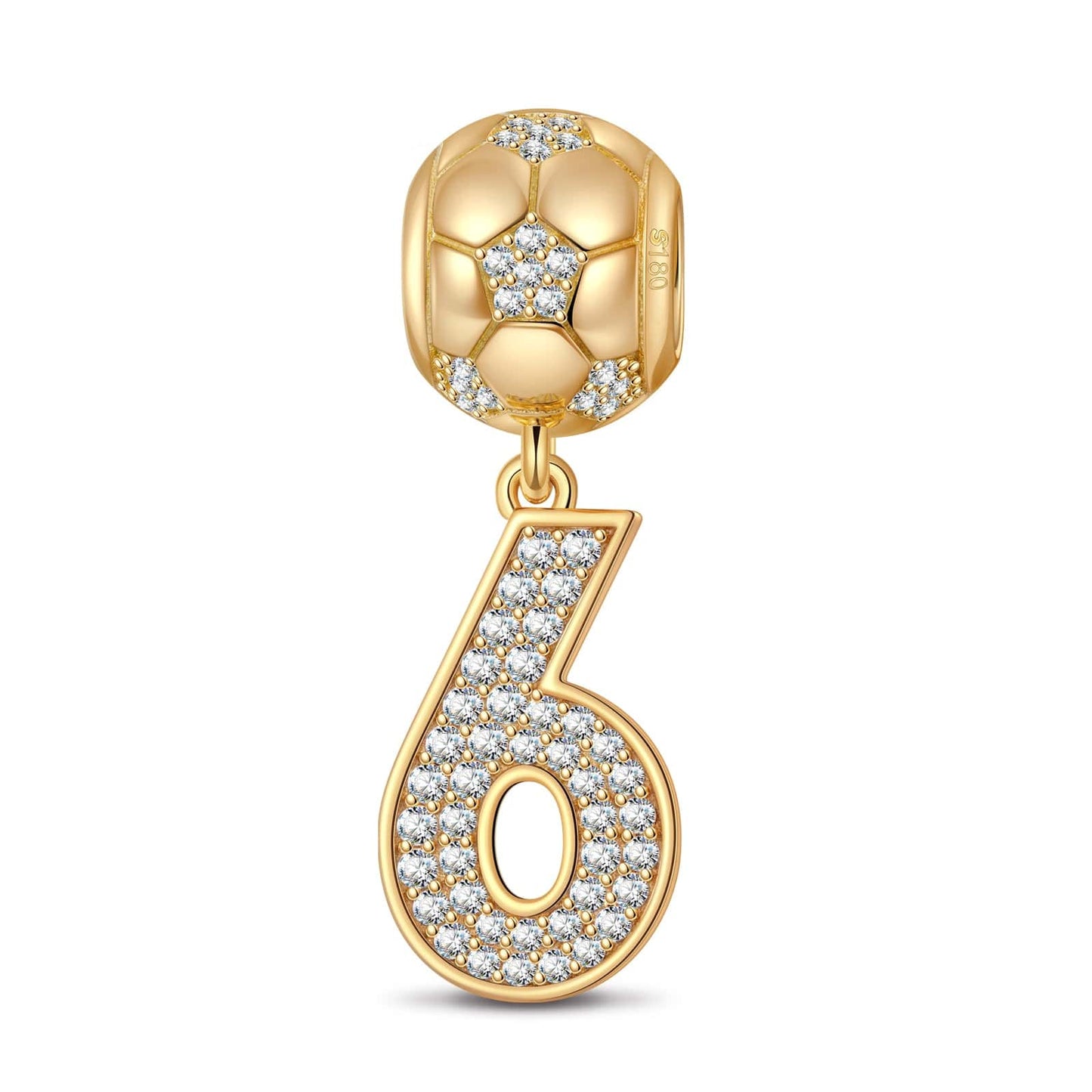 Number Six Tarnish-resistant Silver Charms In 14K Gold Plated